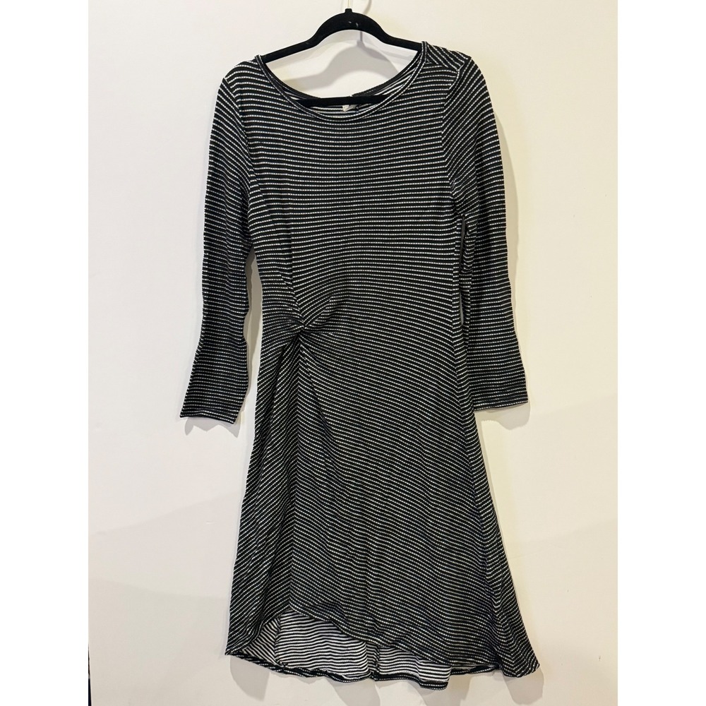 Max Studio Twist Front Striped Dress Womens Medium Black White Excellent A909N65
